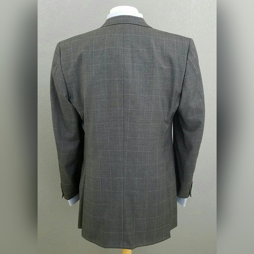 42L/44L Burberry Windowpane Wool Sport Coat Blazer - Picture 6 of 8